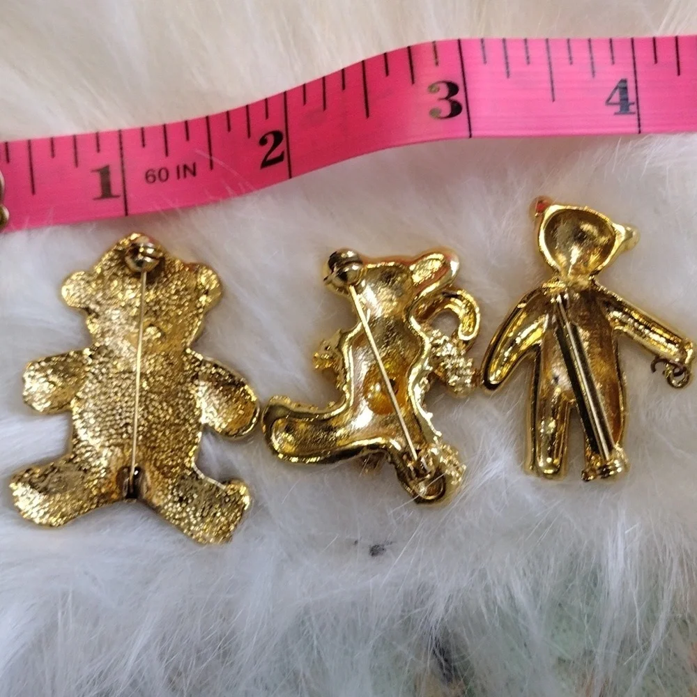 3 Teddy Bear Christmas Pins